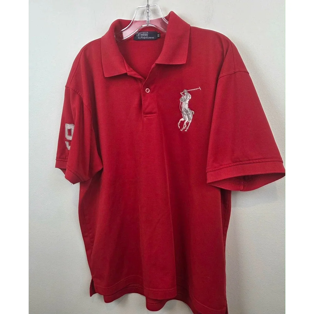 Polo Ralph Lauren Mens XXL Red Big Pony Embroidered Short Sleeve Polo Shirt 9